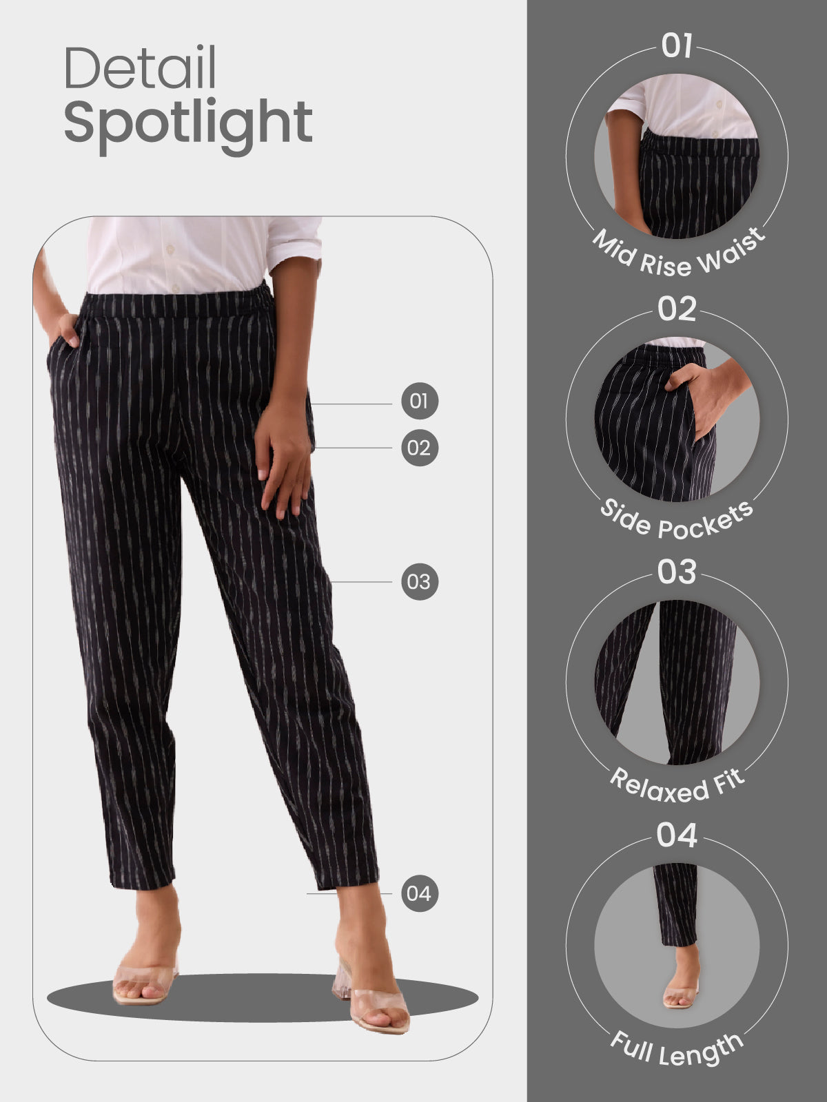 Black Linen Ikat Pencil Pant