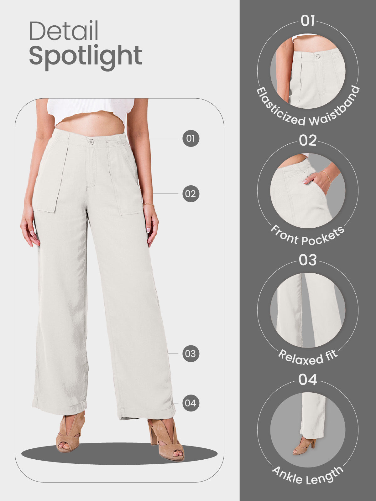 Cream Linen Cargo Pants