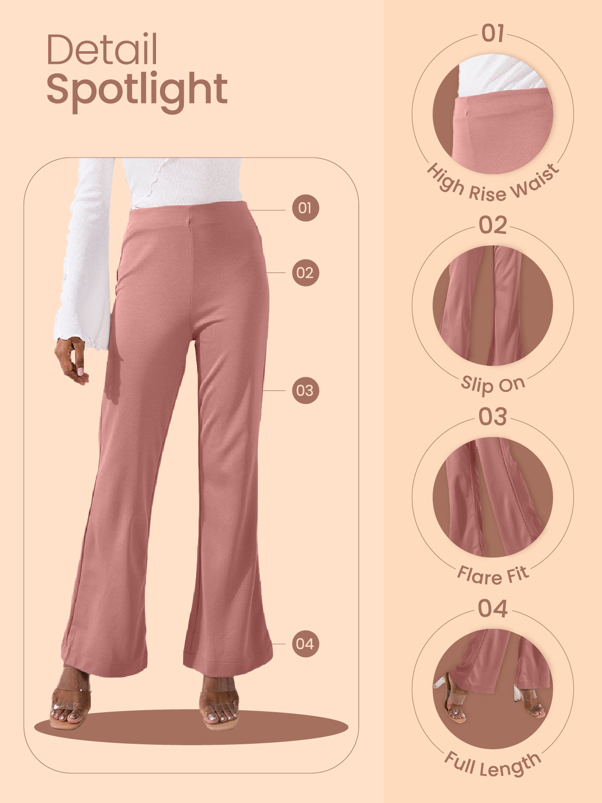 Baby Pink Cotton Stretch Flared Pant