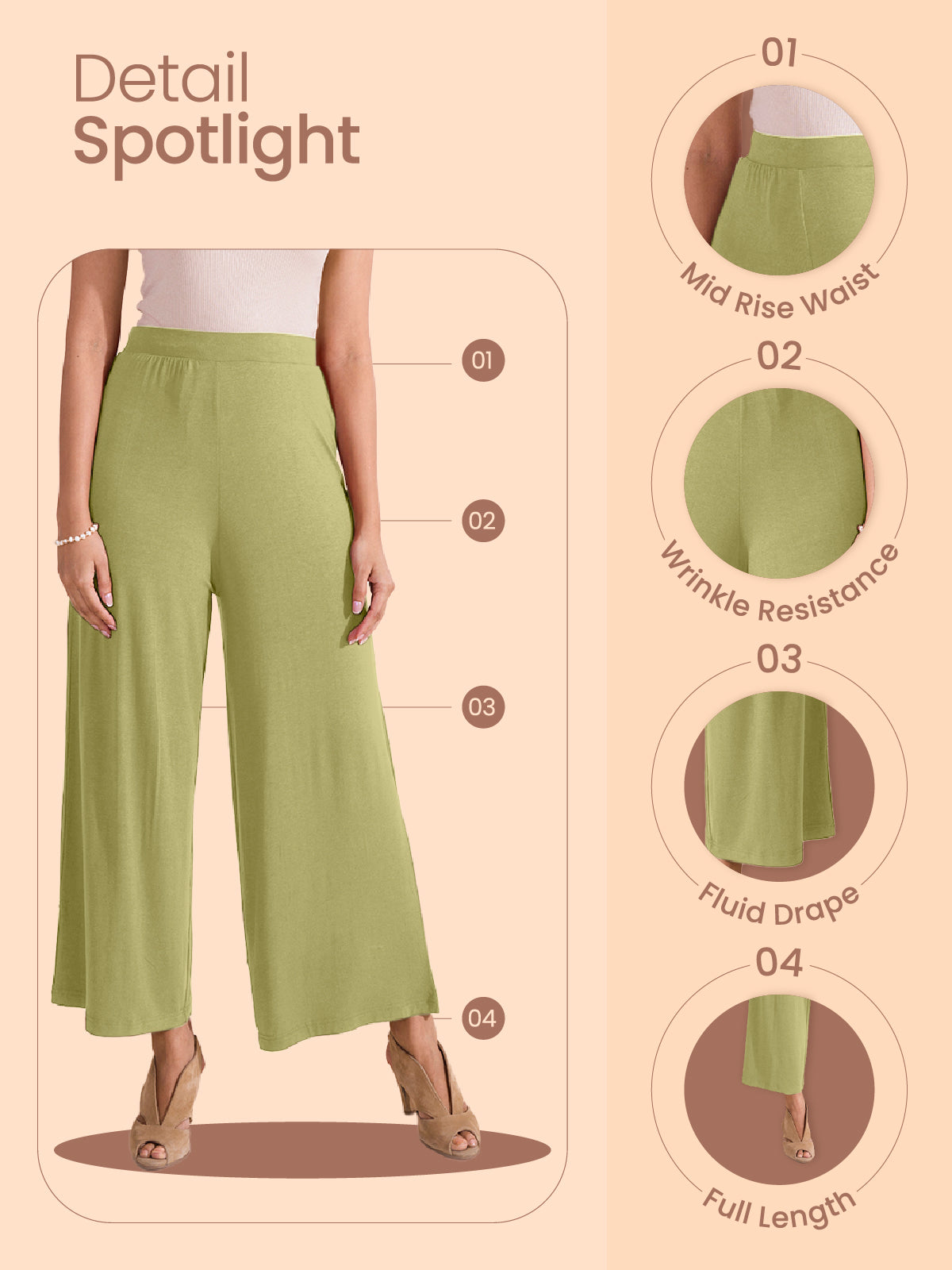 Ecru Viscose Knit Palazzo