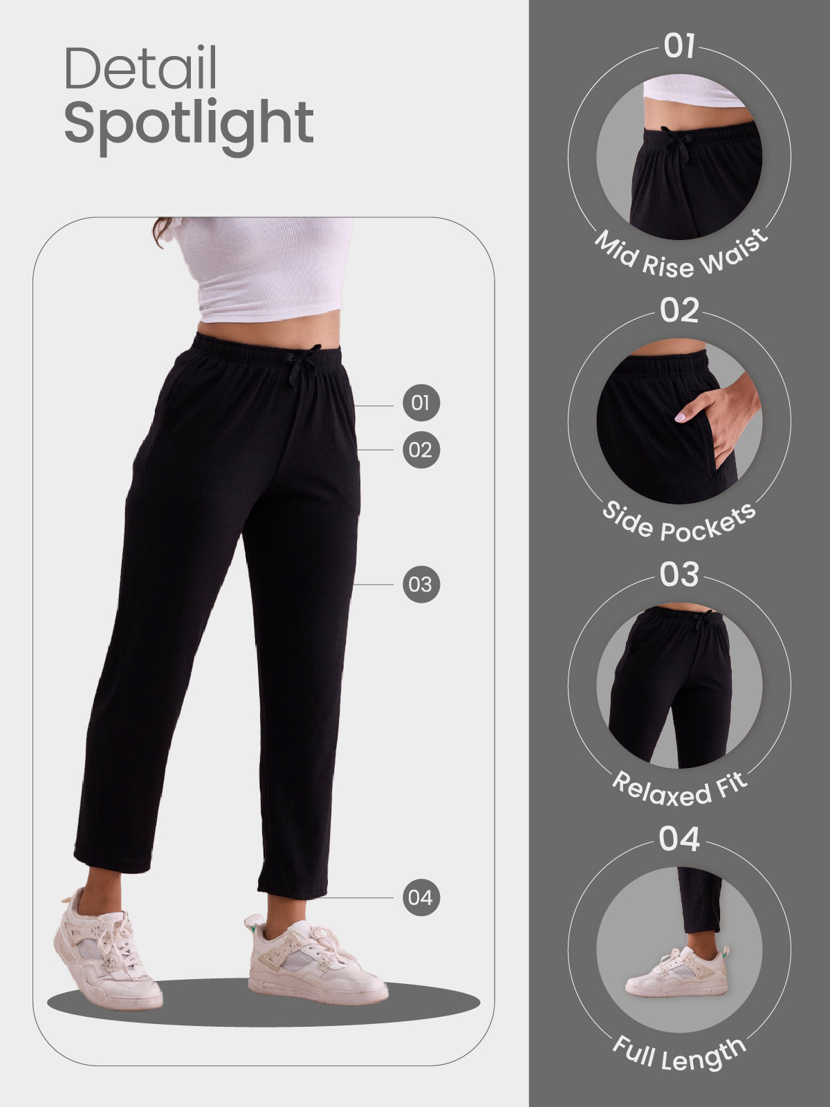 Navy Drop Needle Fabric Casual Rib Pant