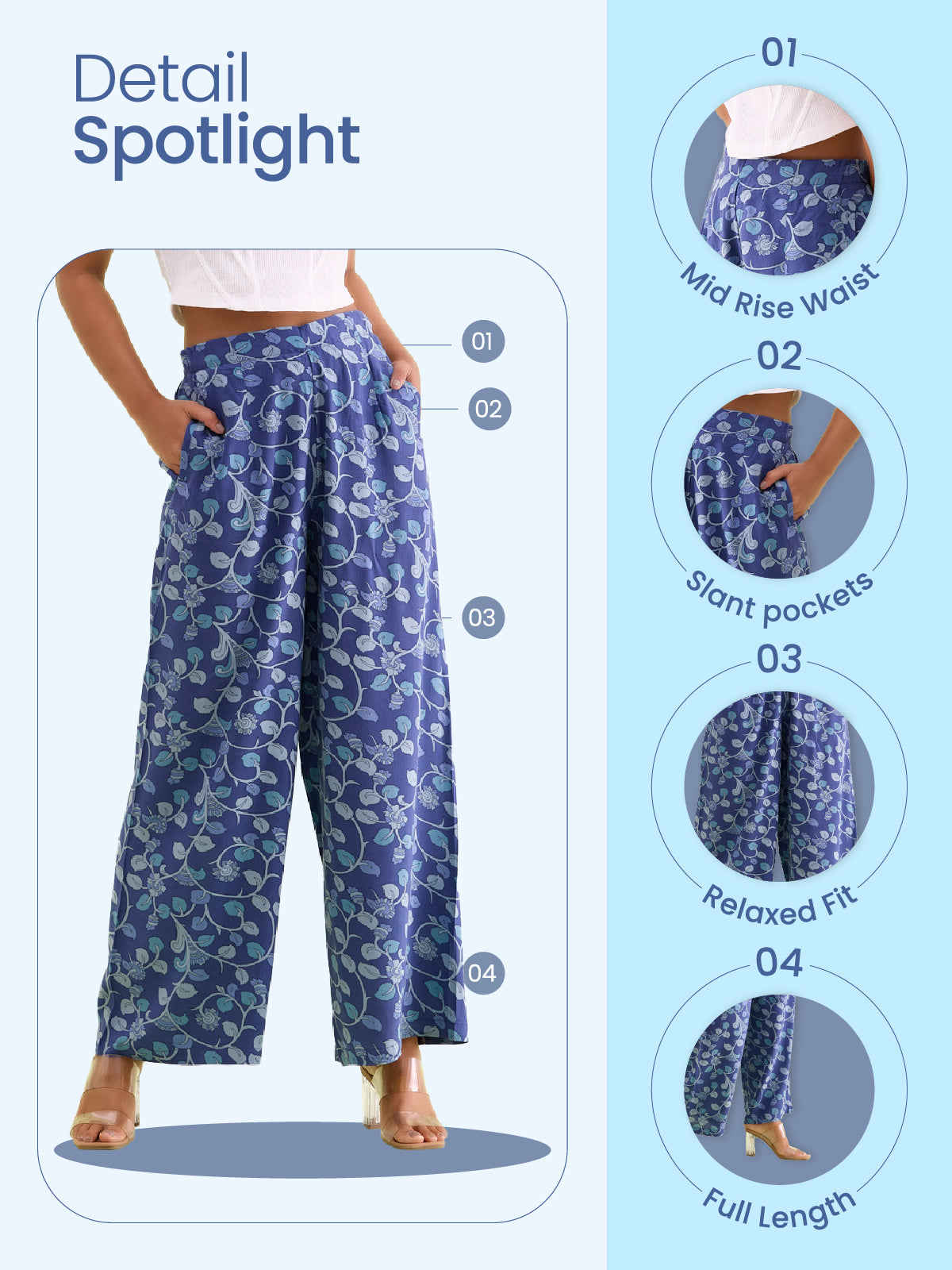 Grey Woven Viscose Printed Palazzo