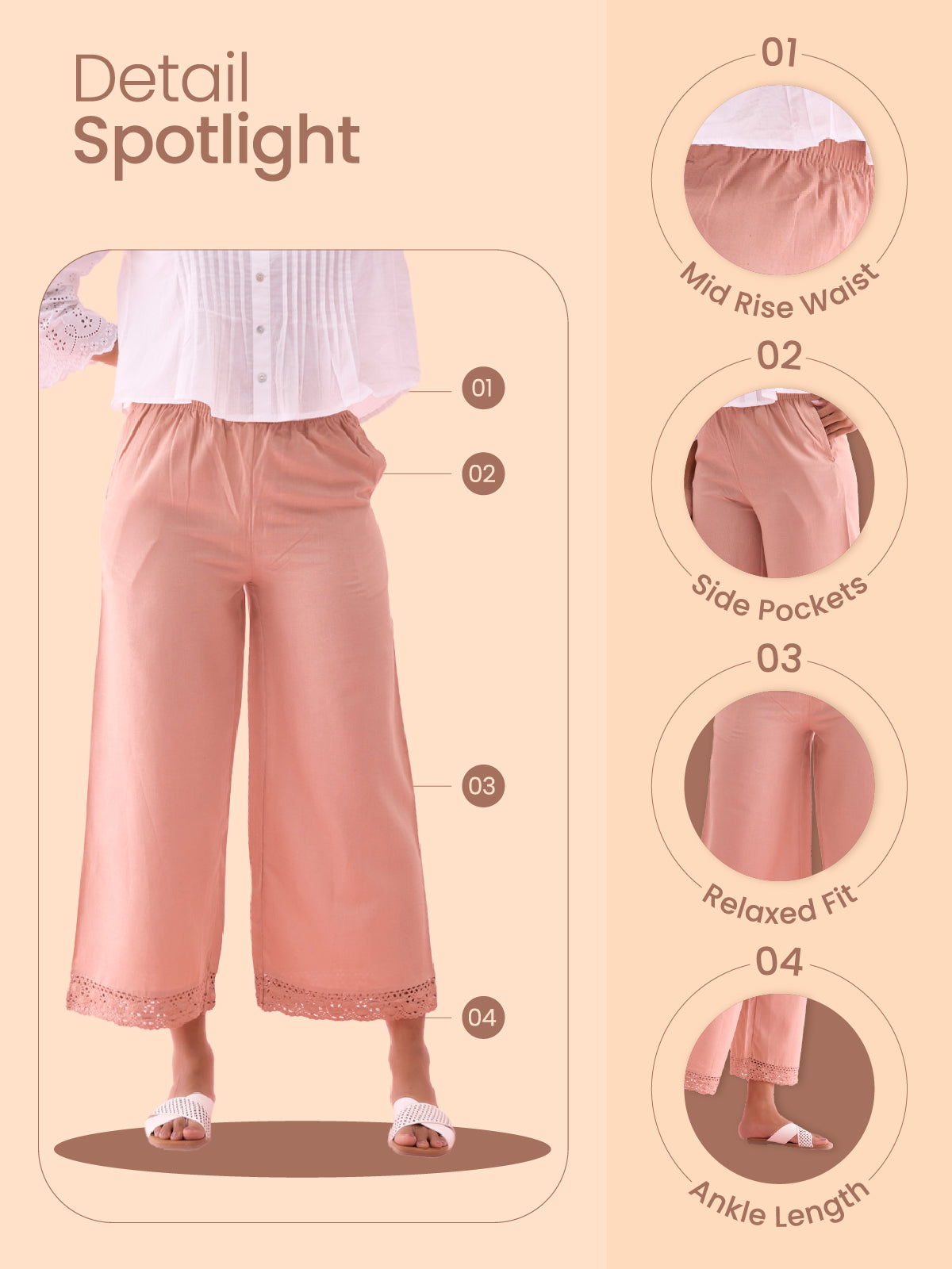 Baby Pink Linen Lace Palazzo