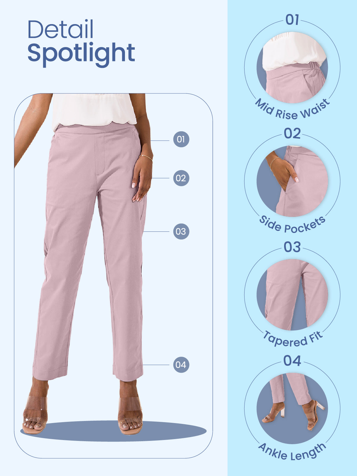 Silver Grey Woven Cotton Stretch Chino Pants