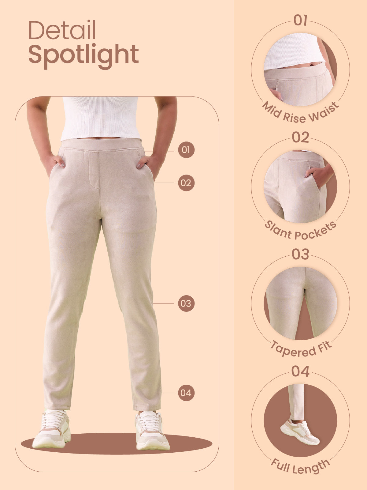 Cream Poly Stretch Suede Tregging