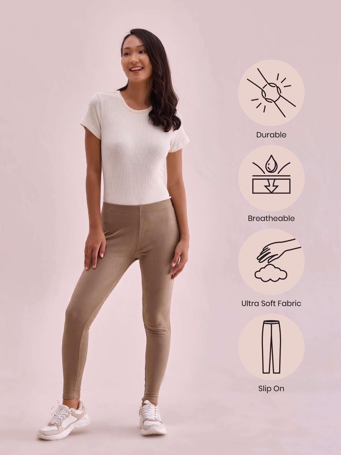 Beige Warm Suede Leggings