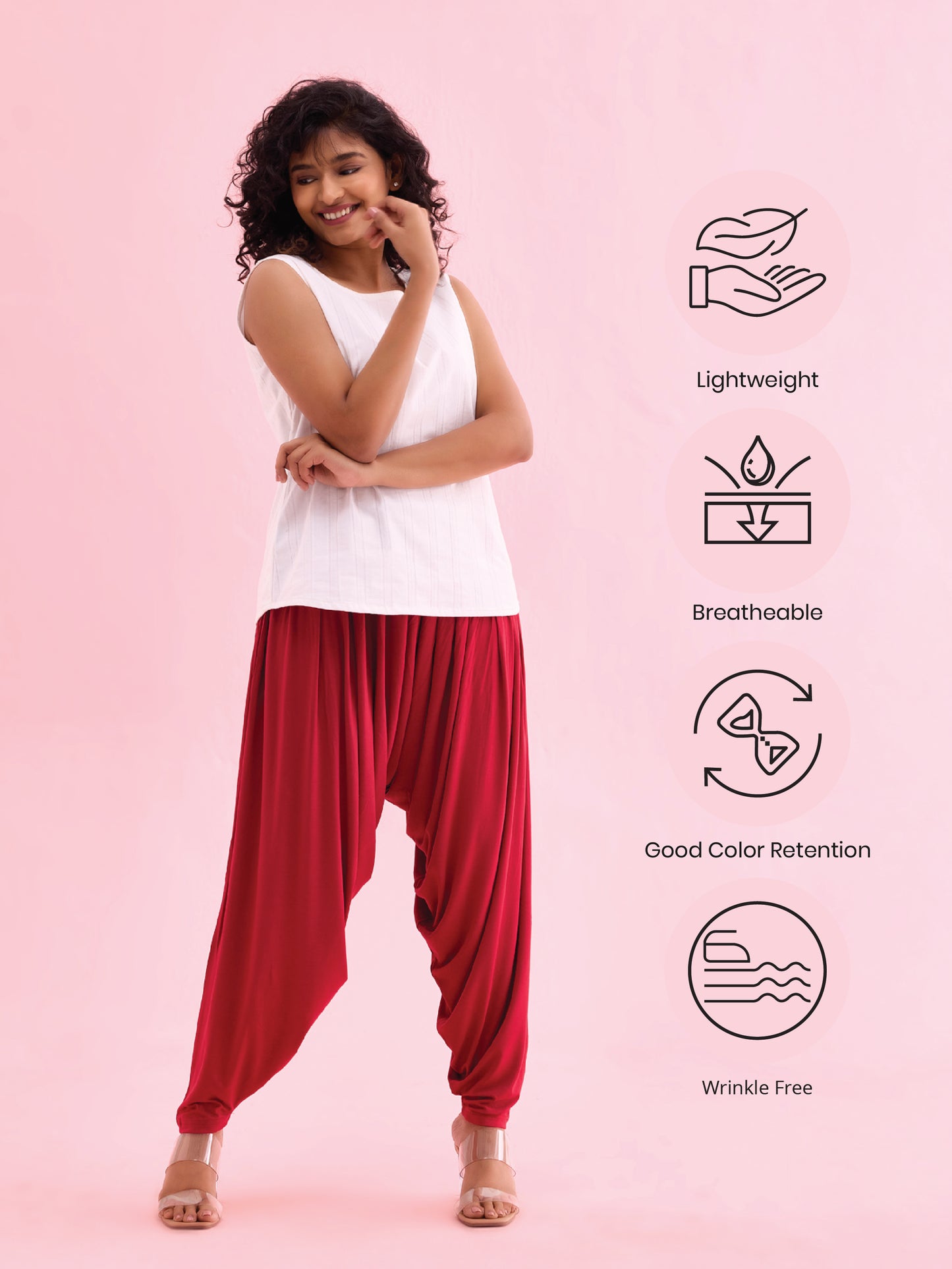 Bright Red Viscose Stretch Patiala