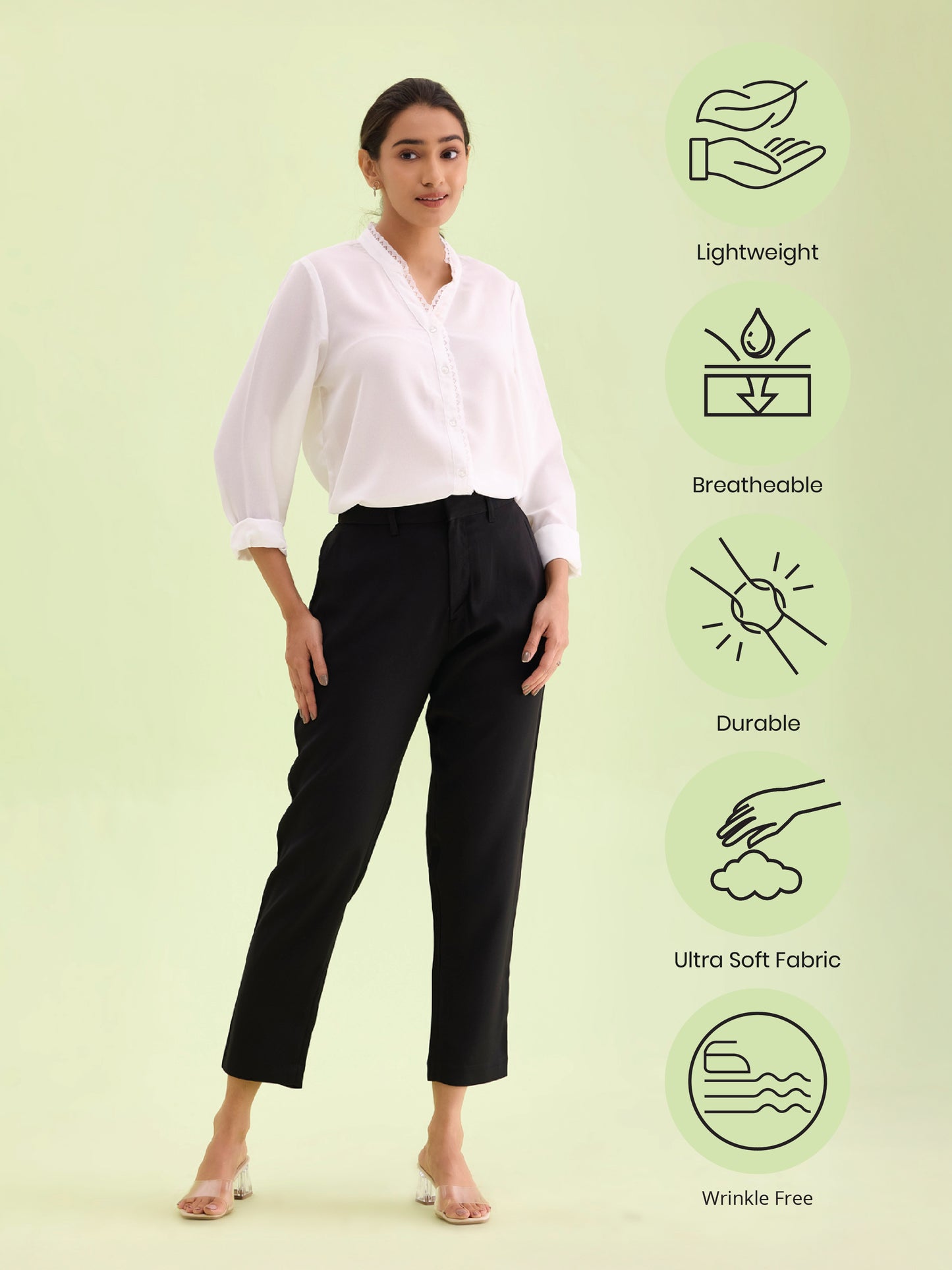 Black Crepe Tapered Trouser