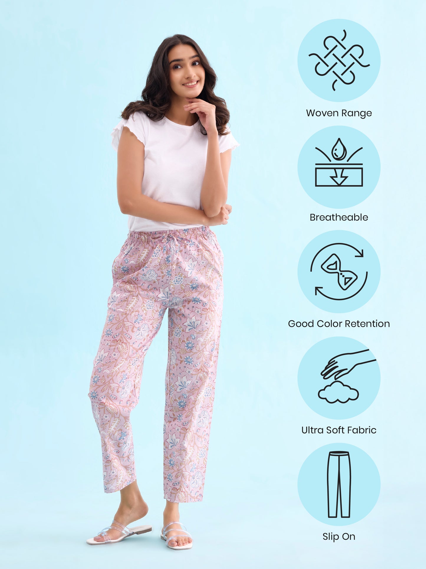 Purple Cotton Woven Printed Lounge Pants