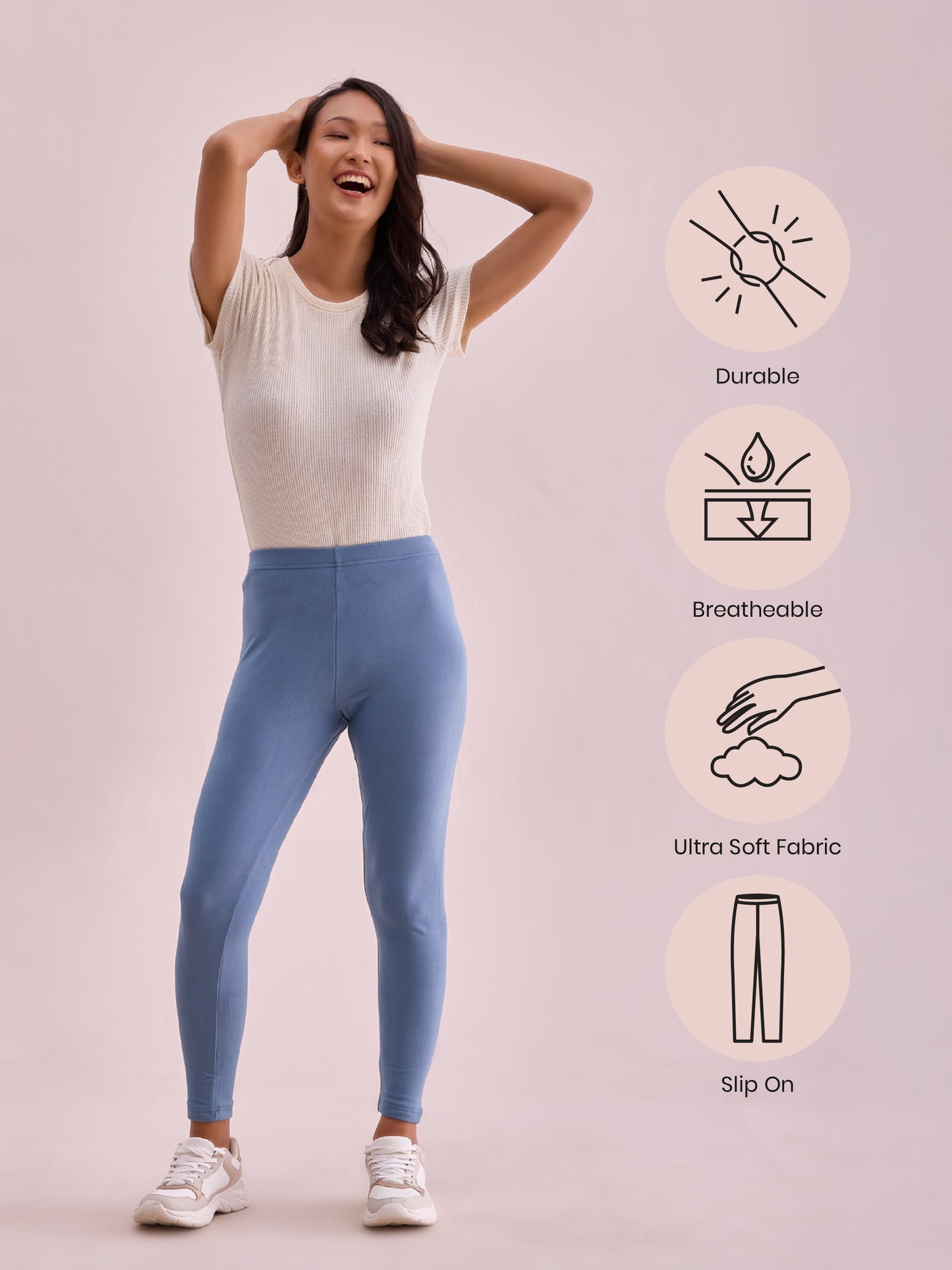 Blue Warm Suede Leggings