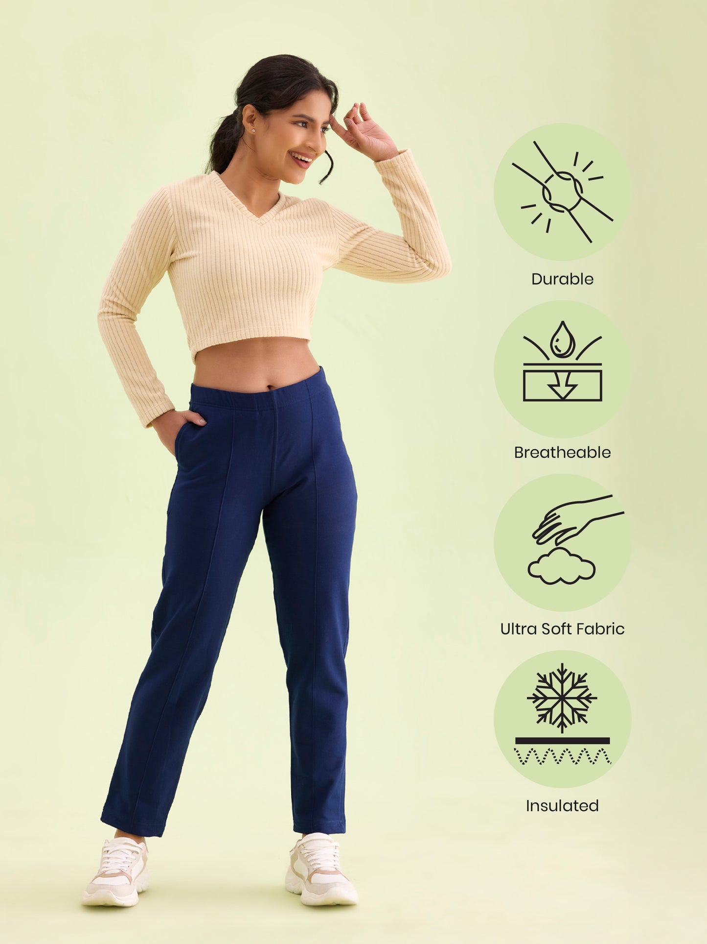 Navy Fleece Warm Kurti Pants