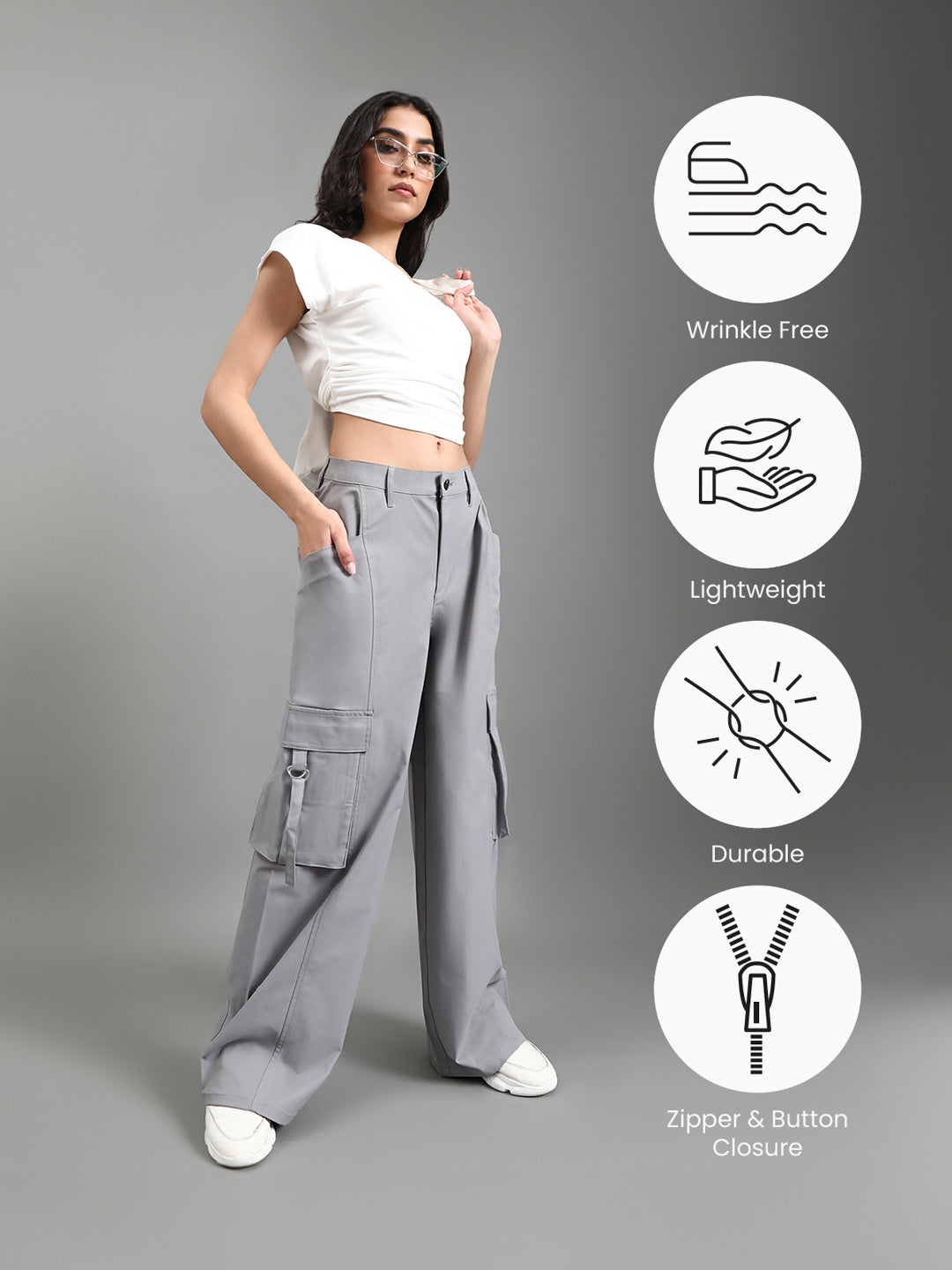 Ebony Grey Cargo Pants