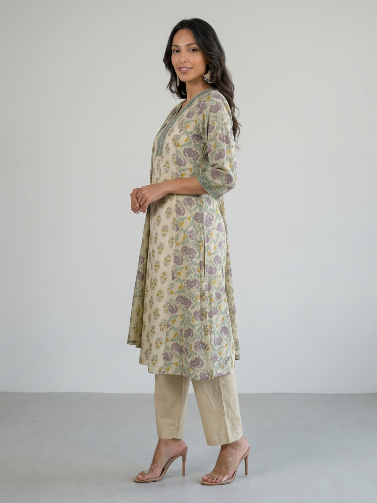 Floral Print Kurta Set With Dupatta