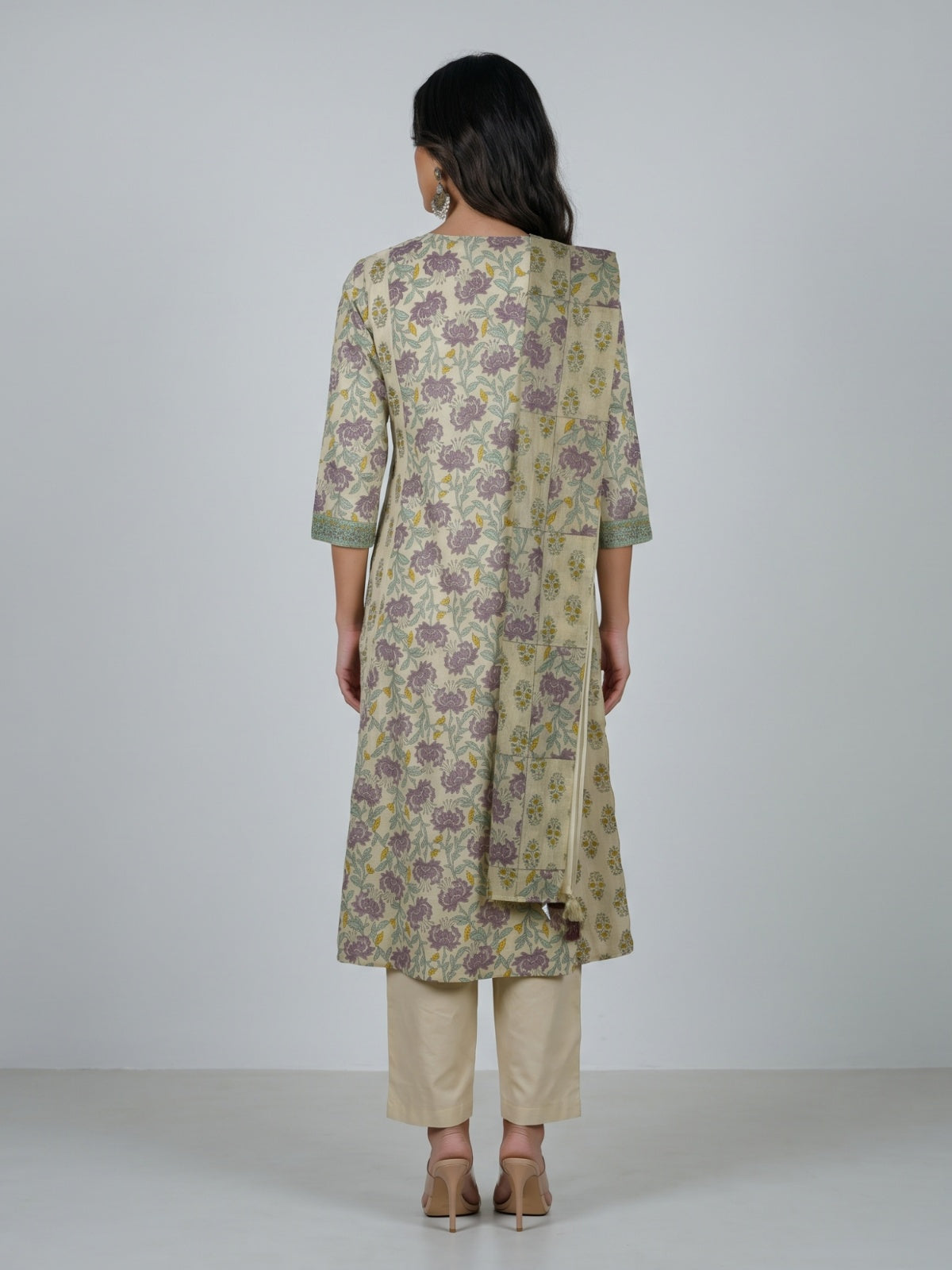 Floral Print Kurta Set With Dupatta