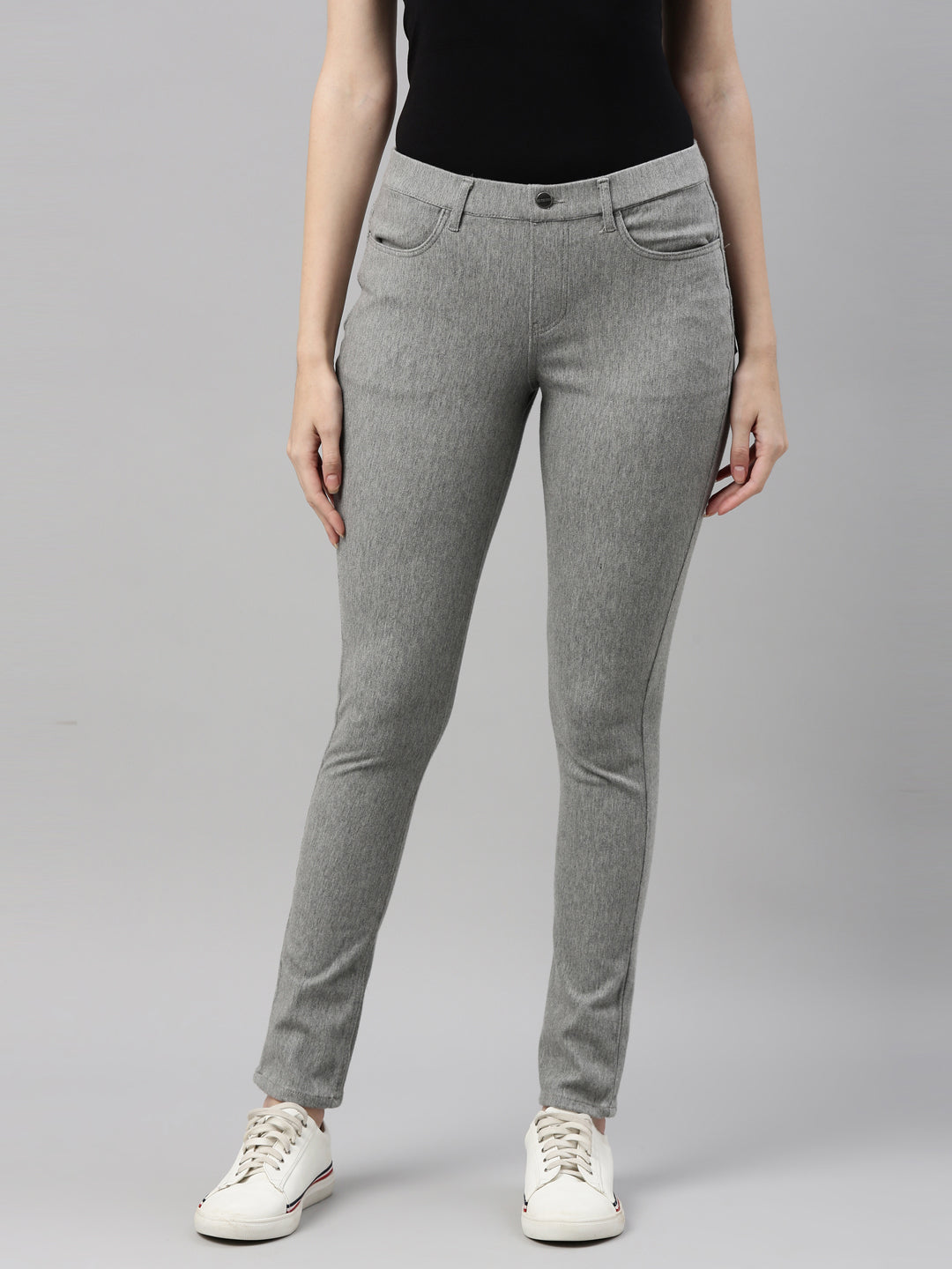 Go Colors Women Grey Solid Super Stretch Jeggings