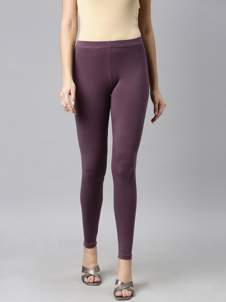 Women Solid Purple Stretch Ponte Pants