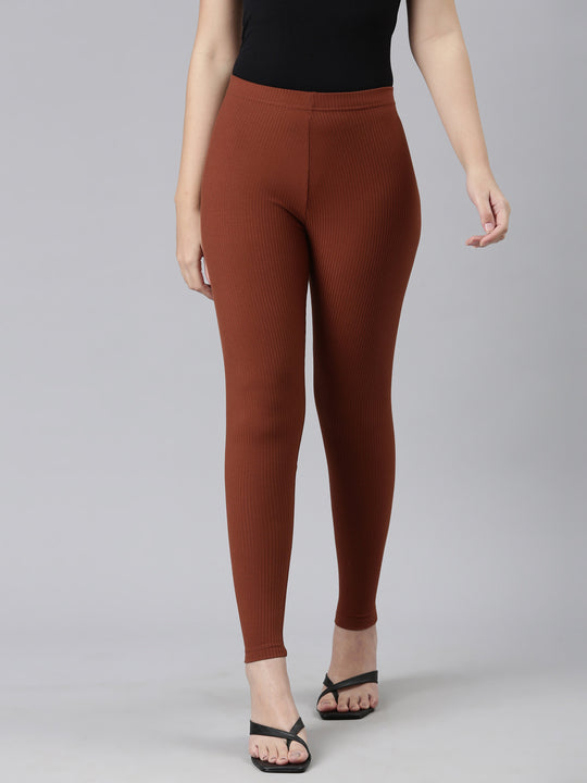 Buy Go Colors Women Brown Solid Stretch Leggings Online at Best Prices in  India - JioMart.