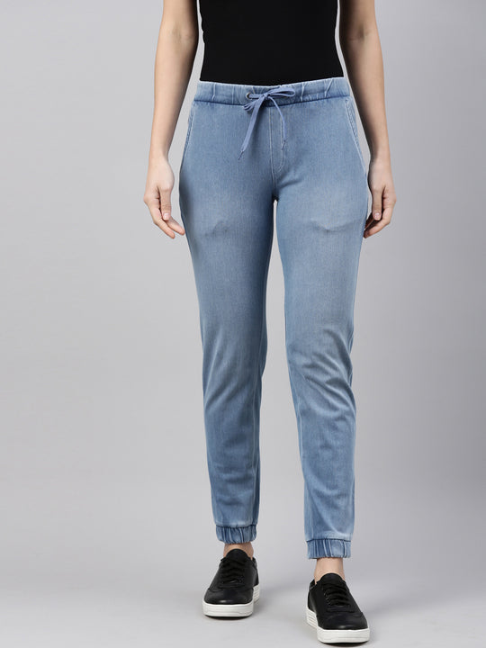 Denim Jogger Jeans for Women High Waist Ankle Length COMBO With White  Printrd T-shirt