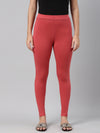 Young Red Cotton Stretch Ankle Length Leggings