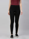 Black Cotton Stretch Side Stripes Active Leggings