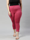 Medium Pink Cotton Stretch Cropped Leggings