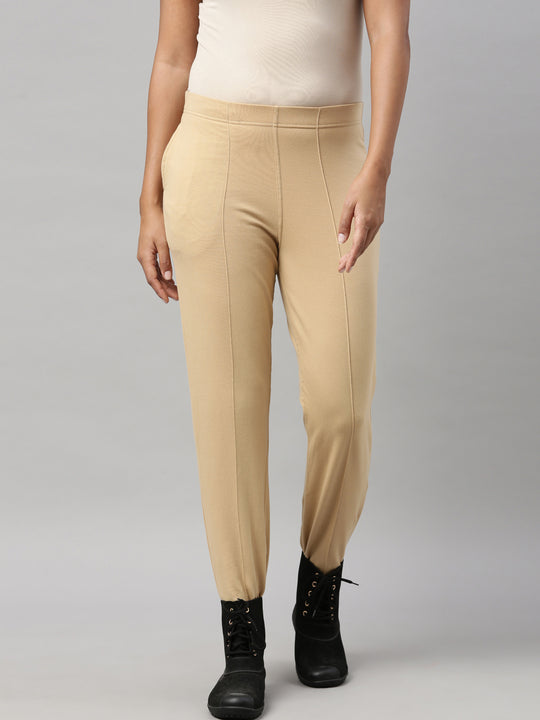 Buy GO COLORS Women Beige Solid 100% Cotton Pants Online at Best Prices in  India - JioMart.