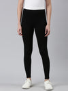 Black Cotton Stretch Side Stripes Active Leggings