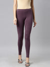 Purple Cotton Stretch Ankle Length Leggings