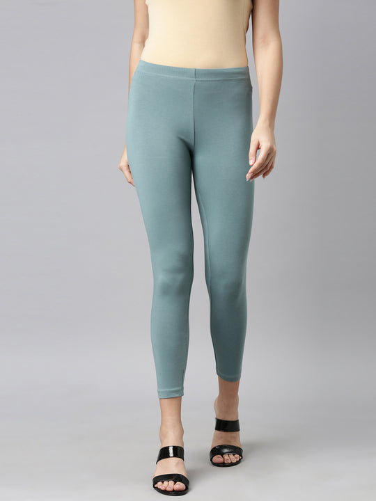 Buy Go Colors Women Rust Solid Stretch Leggings Online at Best
