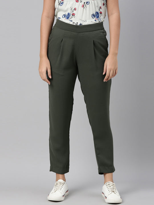Buy STREET 9 Women Olive Green Cargos - Trousers for Women 12277608 | Myntra
