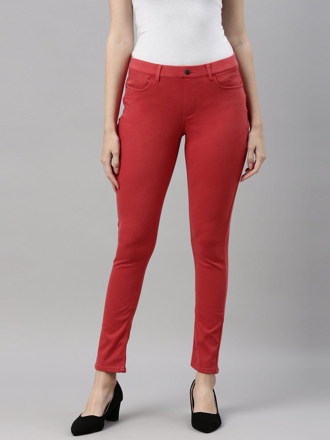 Buy online Red Polyester Jeggings from Jeans & jeggings for Women by  Valles365 By S.c. for ₹699 at 65% off