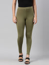 Medium Olive Cotton Stretch Ankle Length Leggings