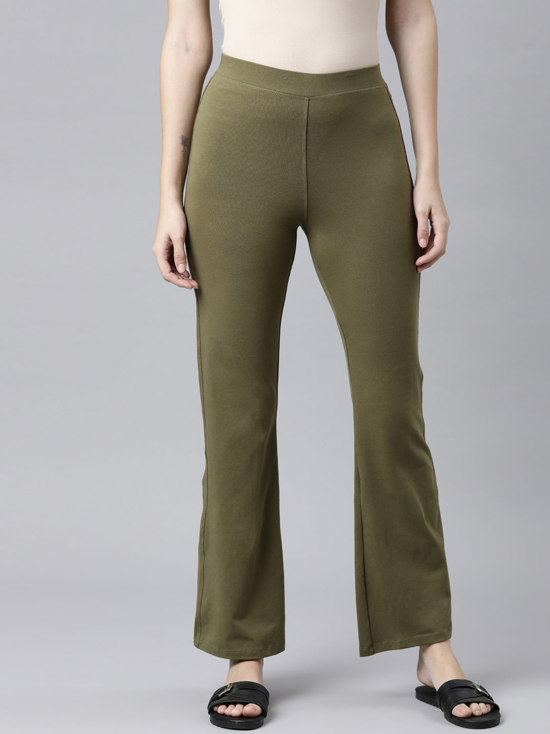 Flared corduroy trousers - Beige - Ladies | H&M IN