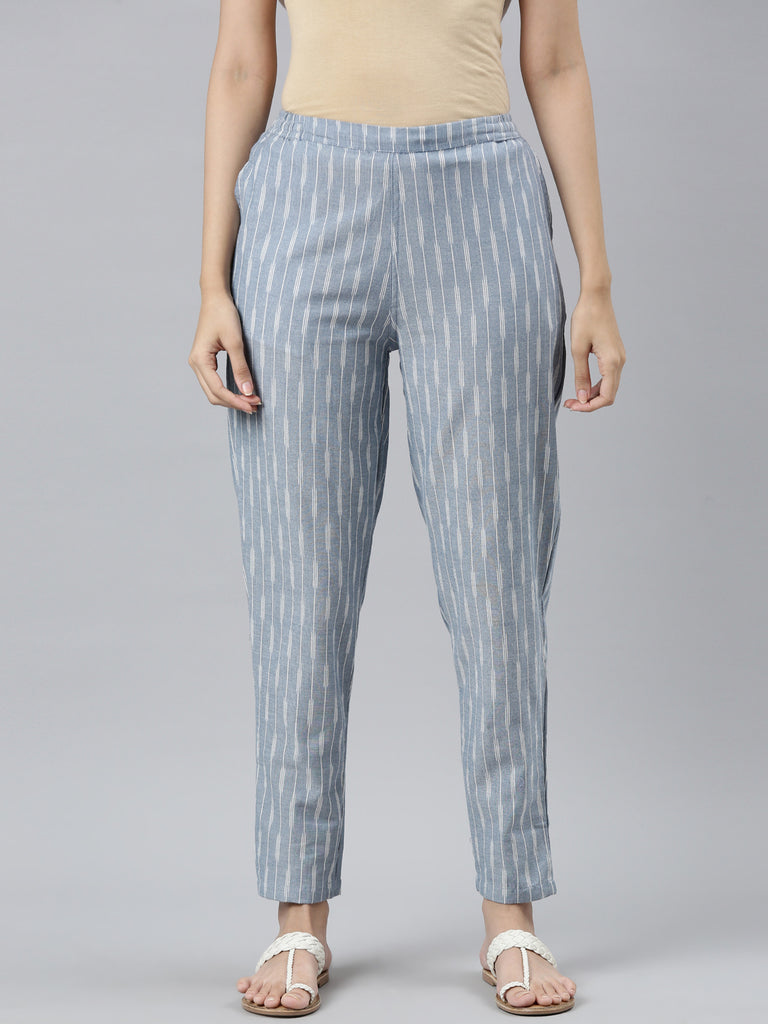 Buy online Light Blue Striped Tapered Pant from Skirts tapered pants   Palazzos for Women by W for 599 at 60 off  2023 Limeroadcom