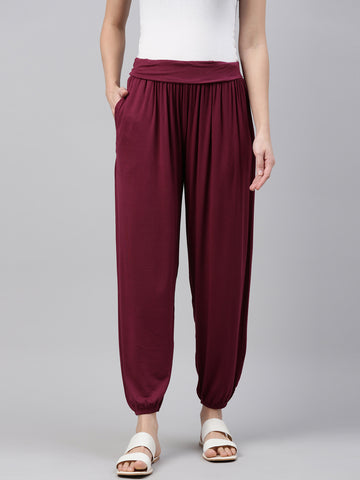Buy Women's Solid Medium Violet Harem Pants Online | GoColors