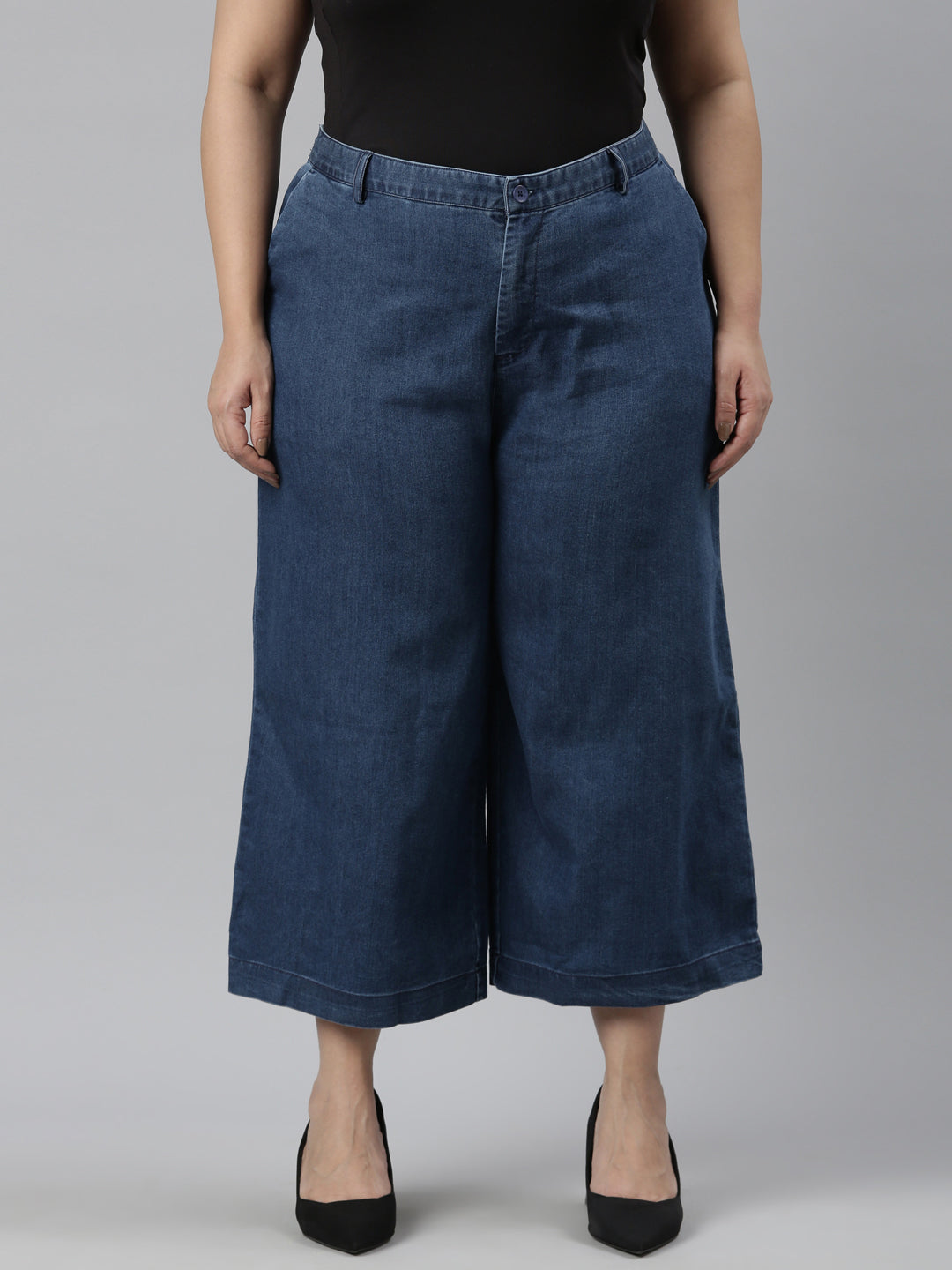 Aubergine | Linen Flat Front Culottes | WoolOvers US