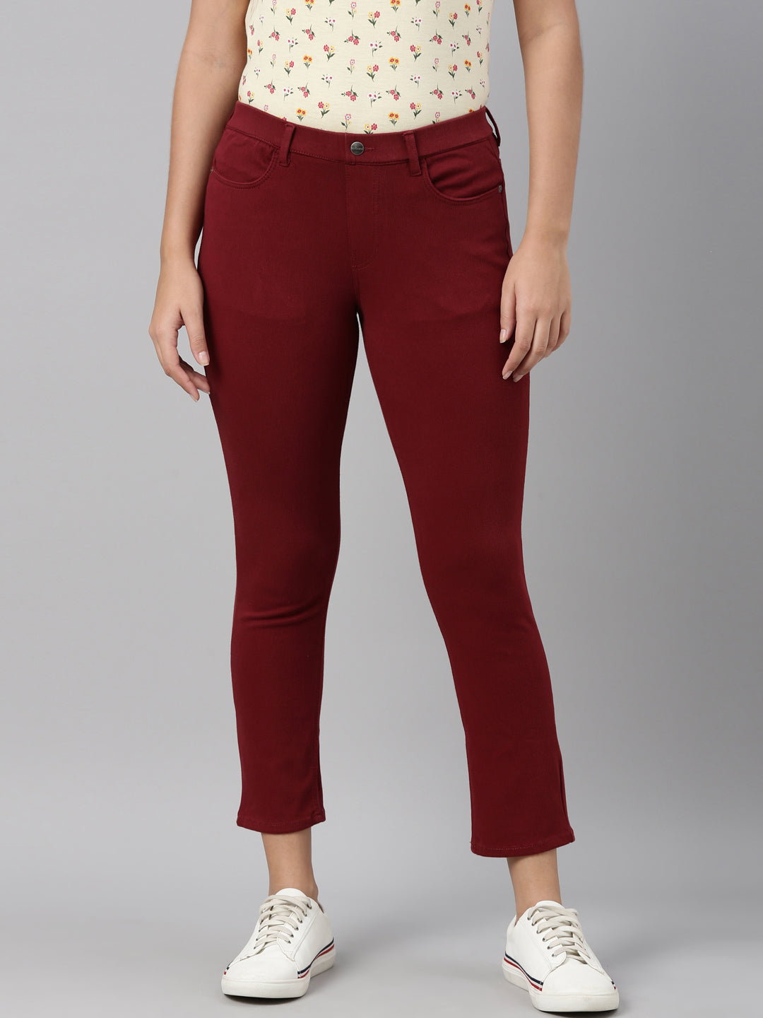 Buy Maroon Jeans & Jeggings for Girls by Go Colors Online