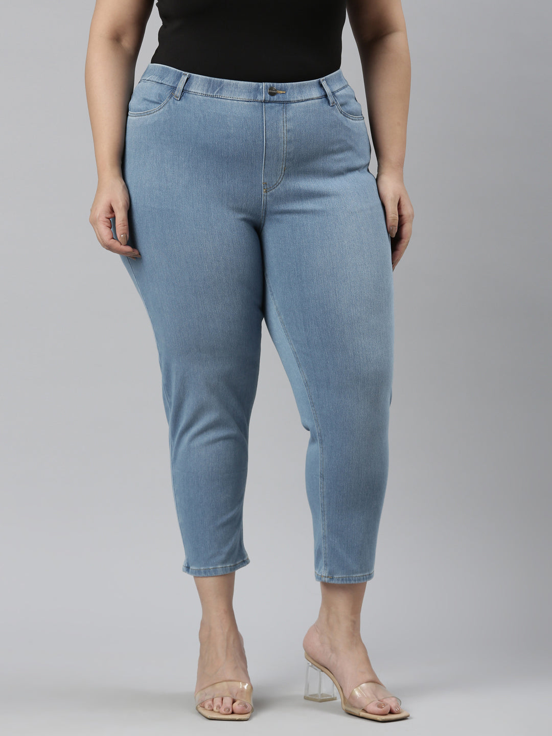 Just Love Solid Jeggings for Women (Light Blue, Small)