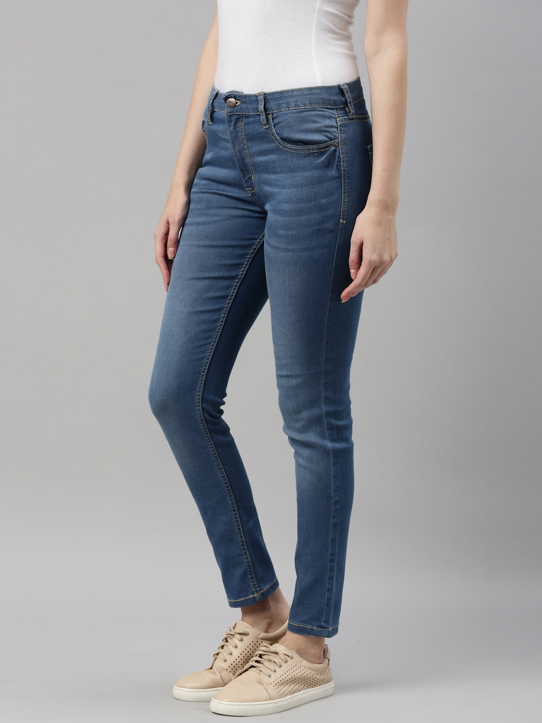 Shop Womens Solid Light Blue High Rise Skinny Jeans Online  Go Colors