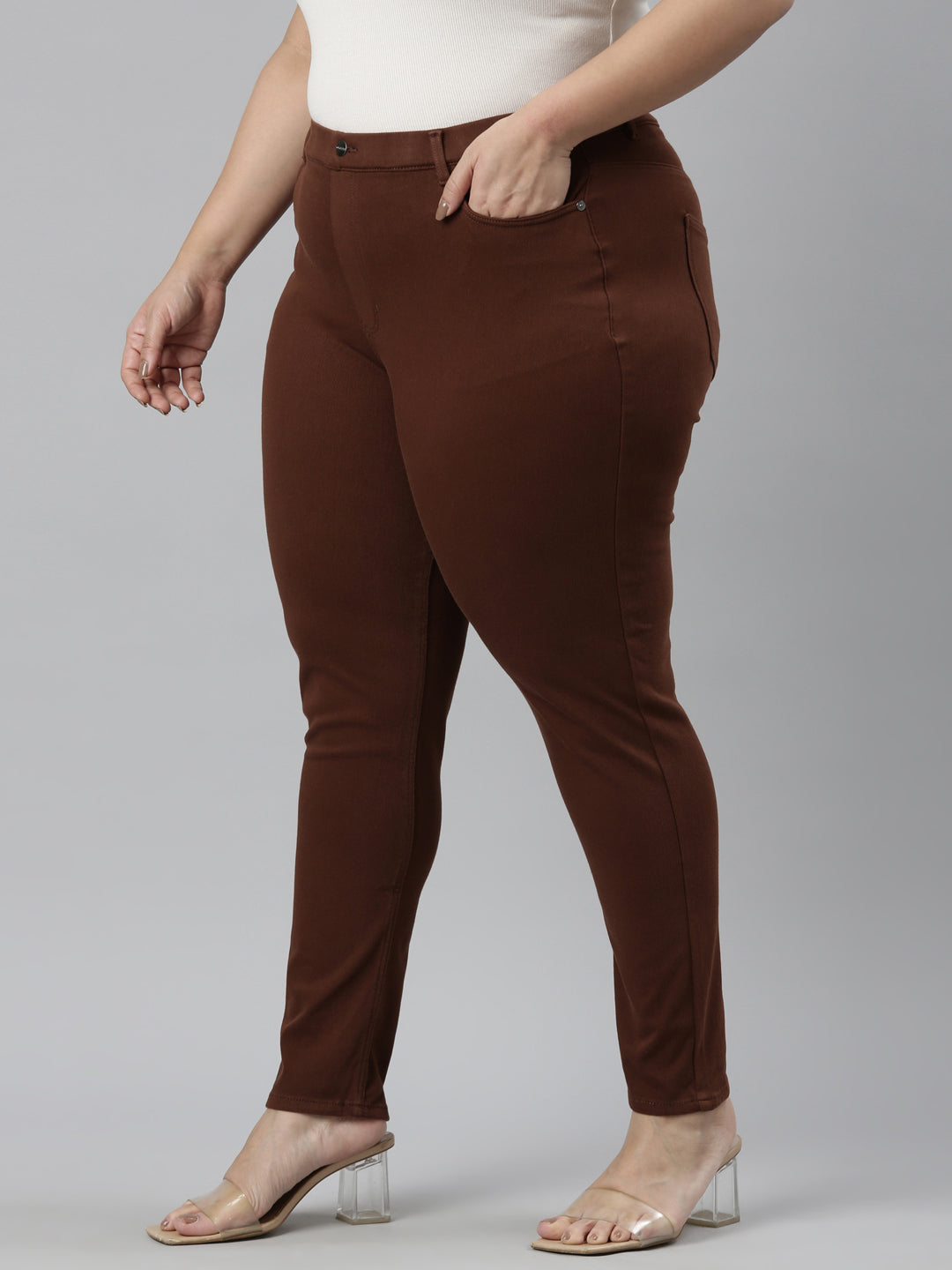 Brown Solid Treggings - Selling Fast at