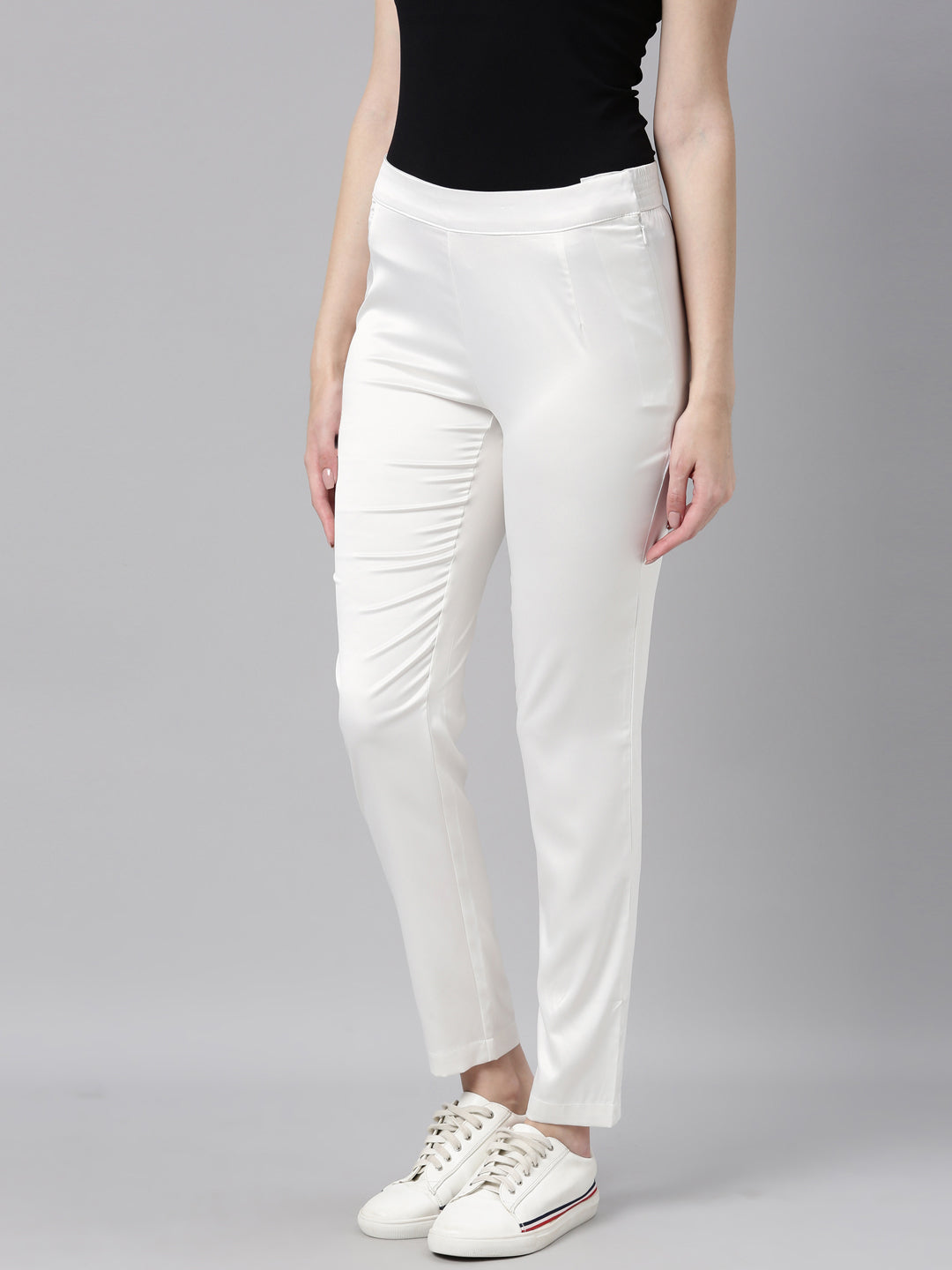 Cigarette trousers - White/Striped - Ladies | H&M