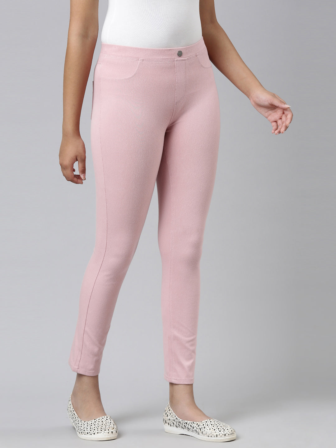 Spanx Jean ish Ankle Leggings Womens Small Light Pink Stretch