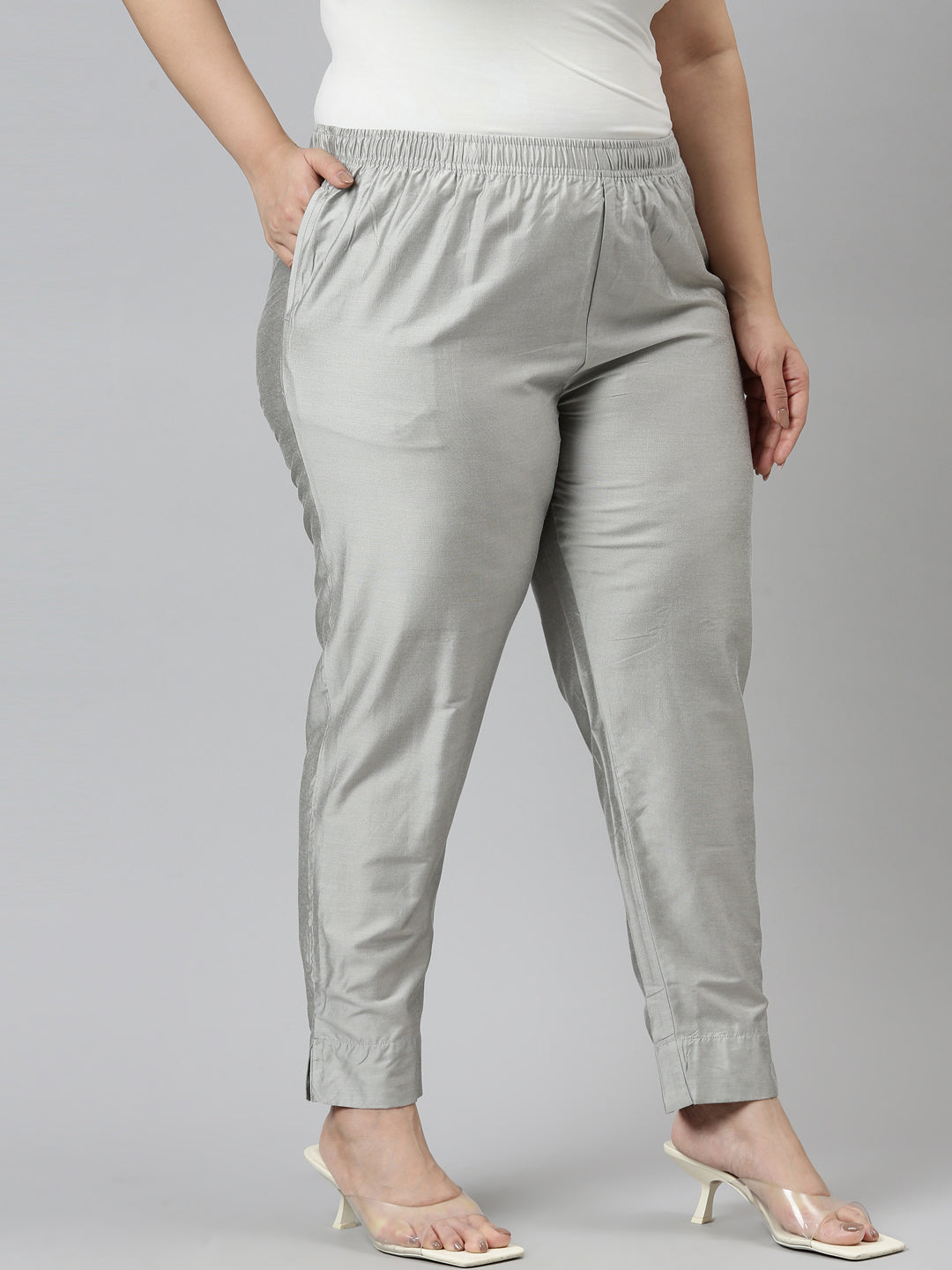 Pullon jersey trousers  Silvercoloured  Ladies  HM IN