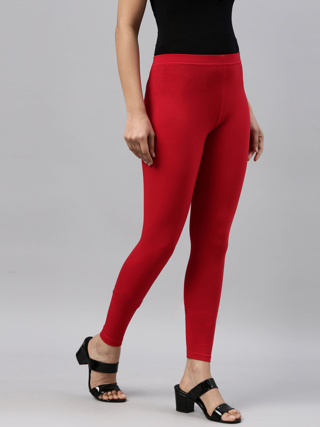 Bloody Red ankle length premium shapewear leggings for ladies & girls -  ADORNA - 3334682