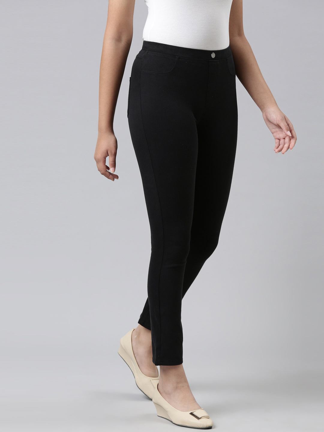 Buy Ladies Girls Black High Waist Trousers School Work Stretch Super Skinny  Pants Online at desertcartINDIA