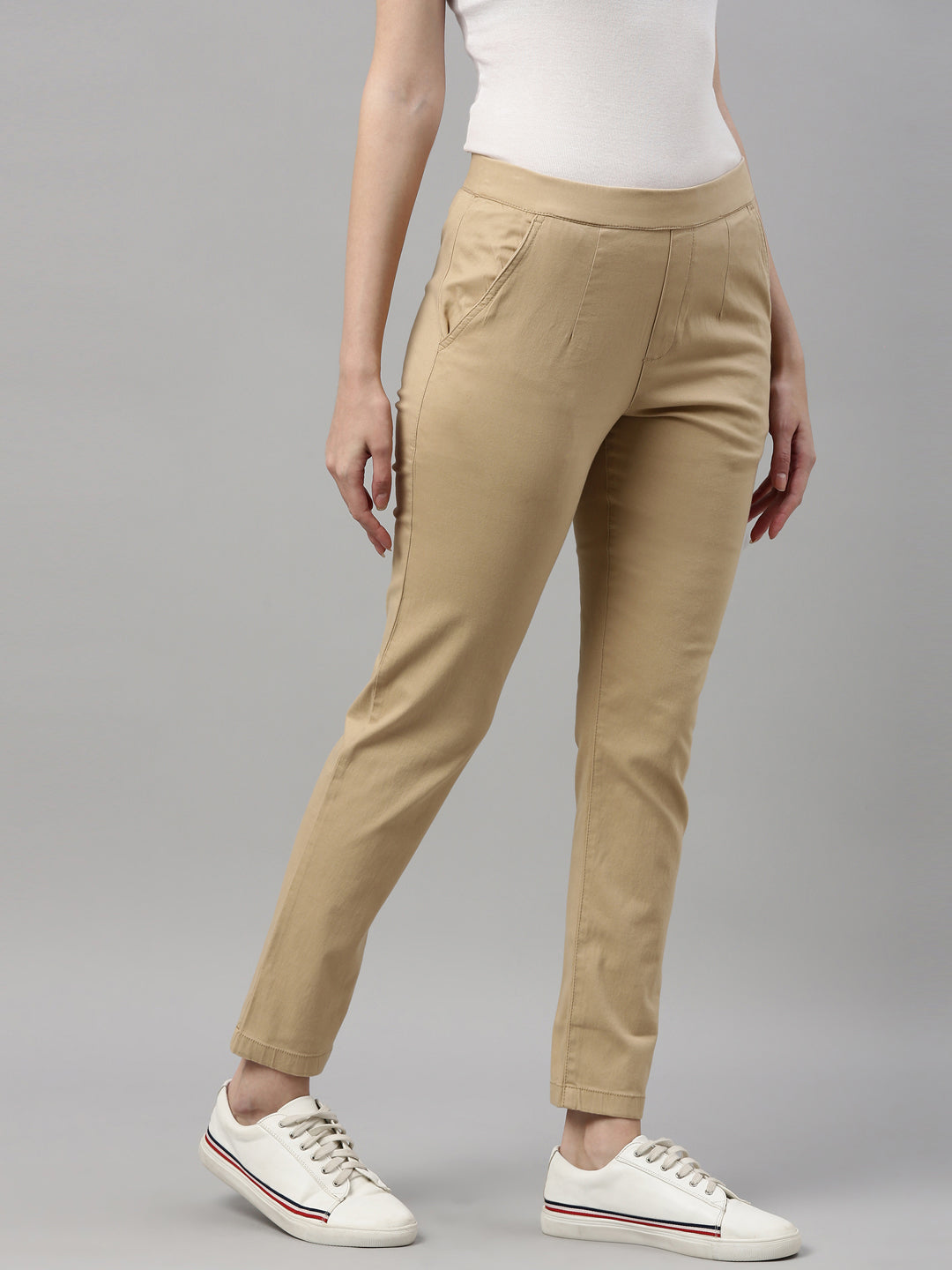 Buy Classic Polo Men Cotton Solid Slim Fit Khaki Colour Trouser online