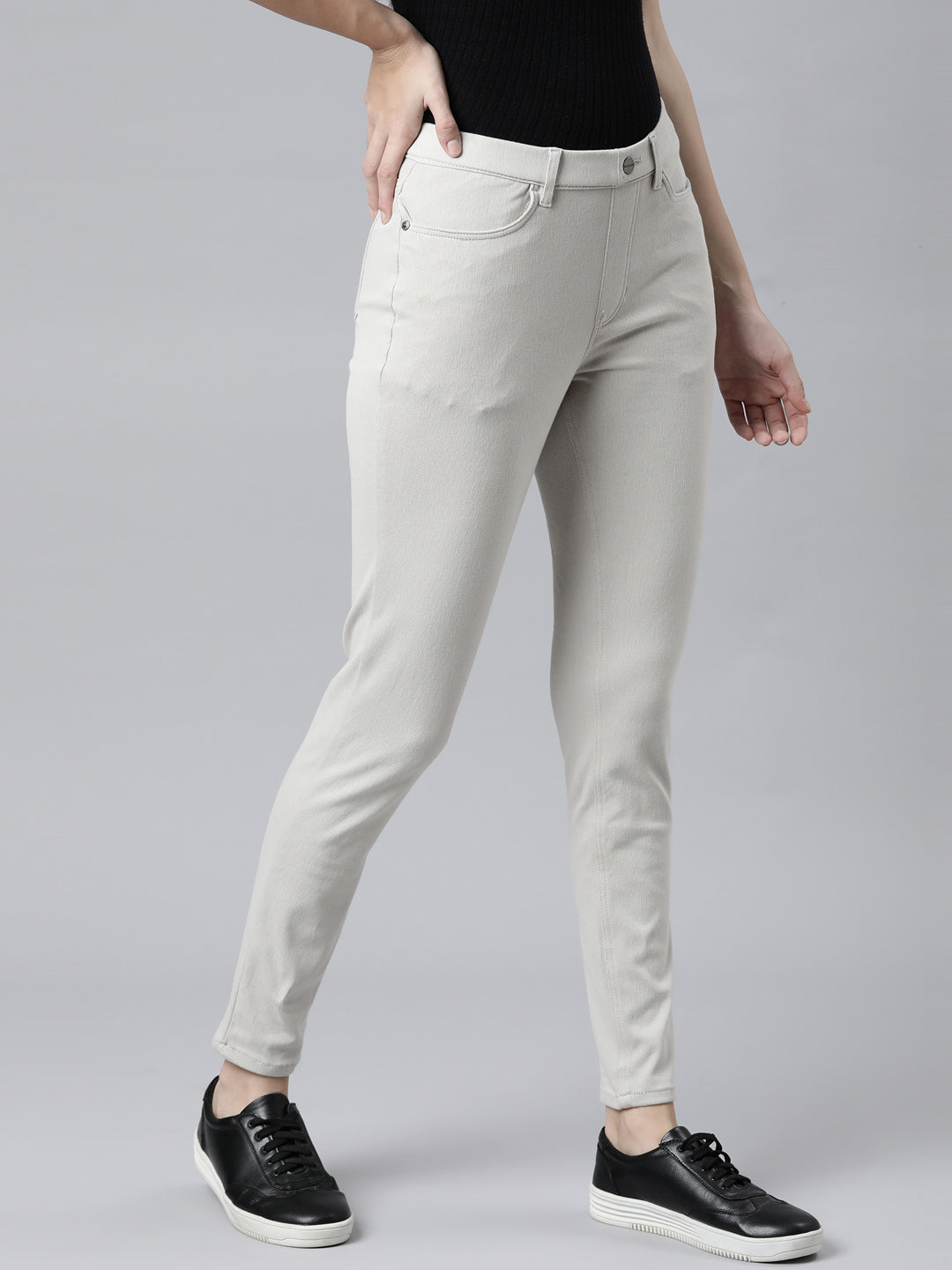 Grey Mist Cotton Polyester Super Stretch Jeggings – Go Colors India