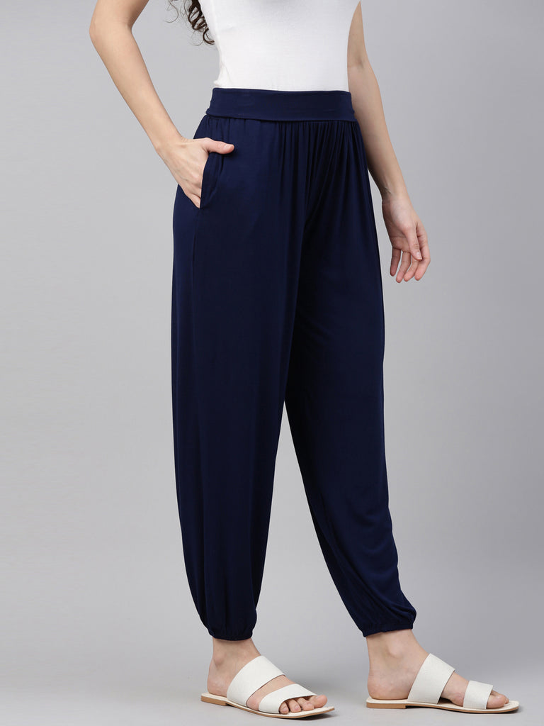 Navy Blue Cotton Linen Harem Pants | Lotus – Buddhatrends