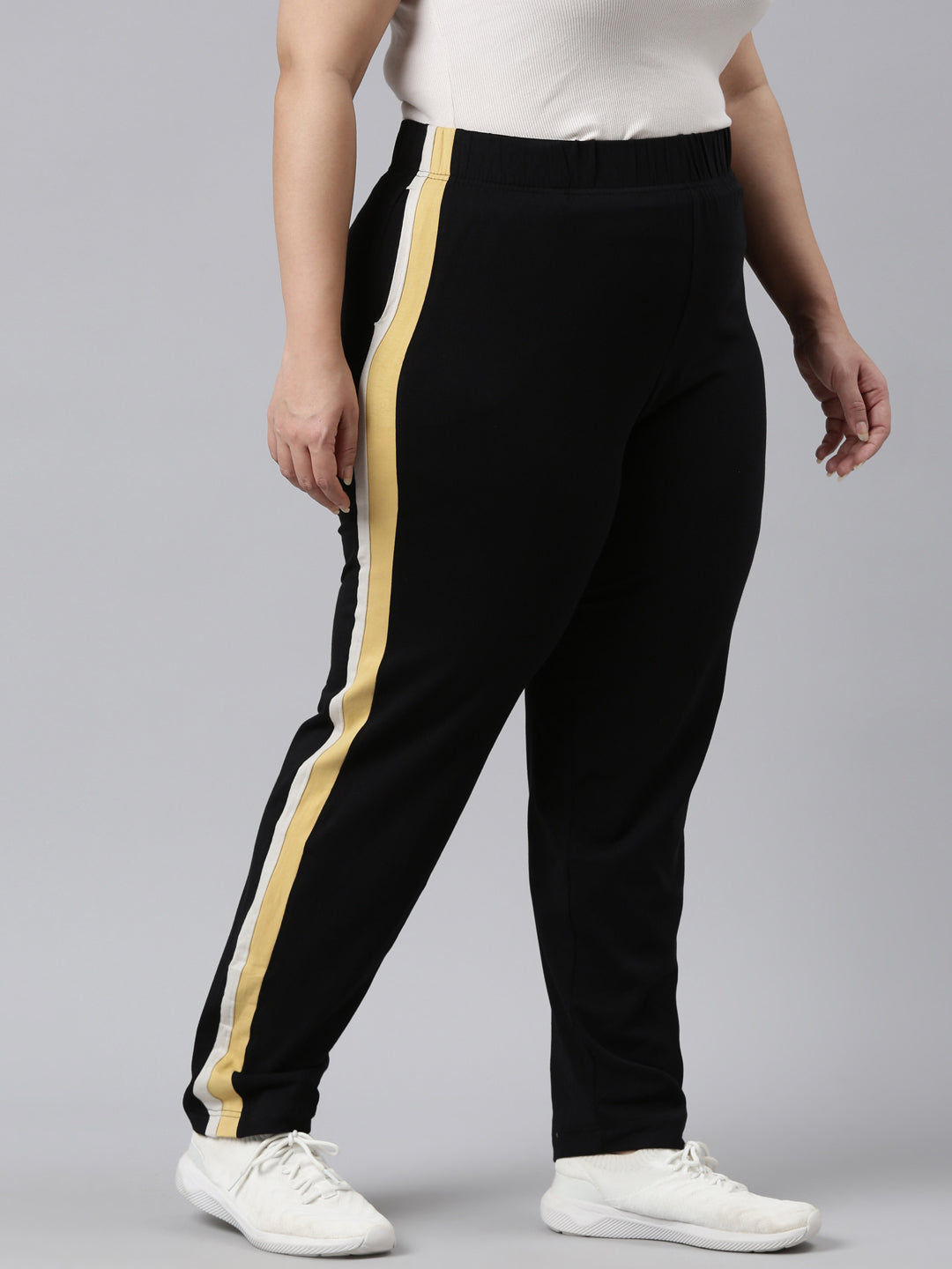 Black Cotton Stretch Side Stripes Track Pant – Go Colors India