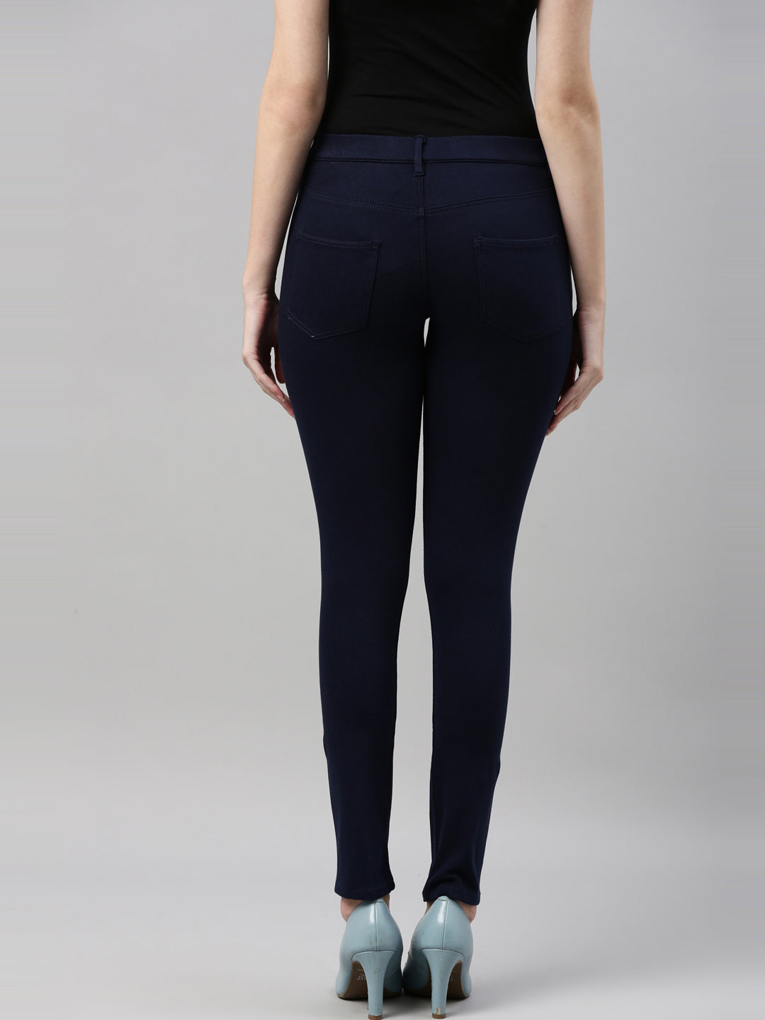 Women Solid Navy Super Stretch Jeggings